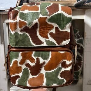 Camouflage Leather Backpack